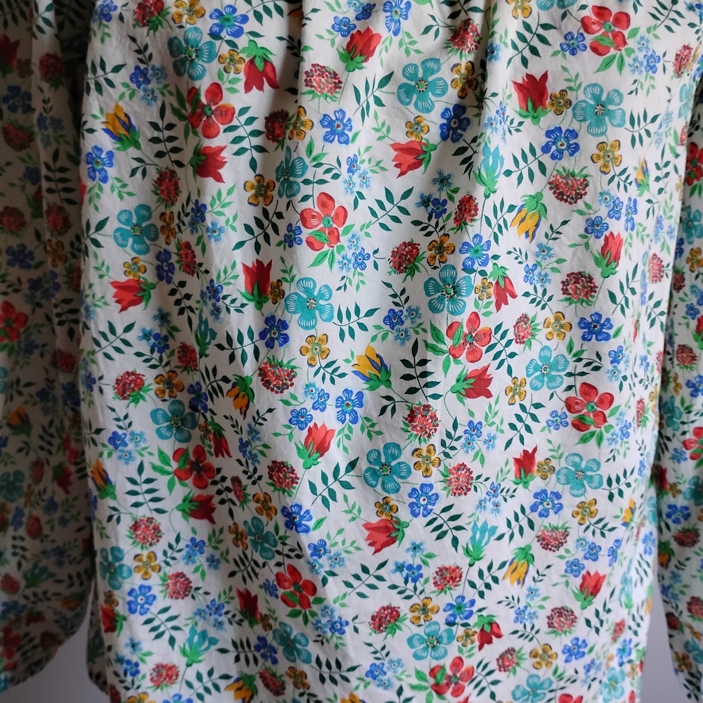 Liberty Art Fabric Tana Lawn Peasant Off The Shoulder Shirt Edenham Floral Sz 4 - Picture 5 of 14